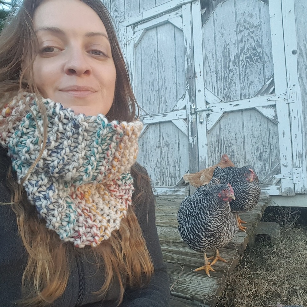 Muff Hand knit Neckwarmer Scarf Gaitor Wool Blend - Picture 6 of 8